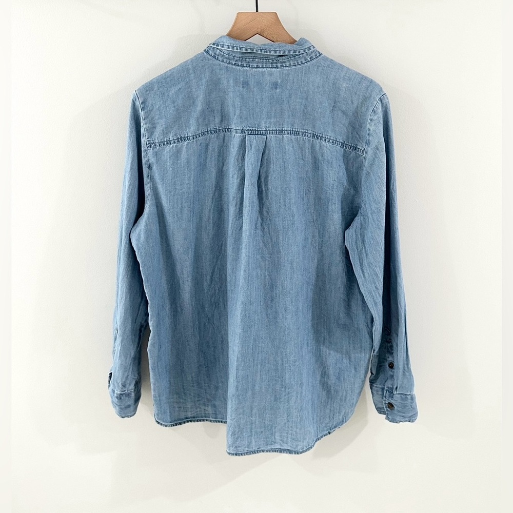 LOFT Light Blue Denim Button-Down Shirt - Picture 7 of 7